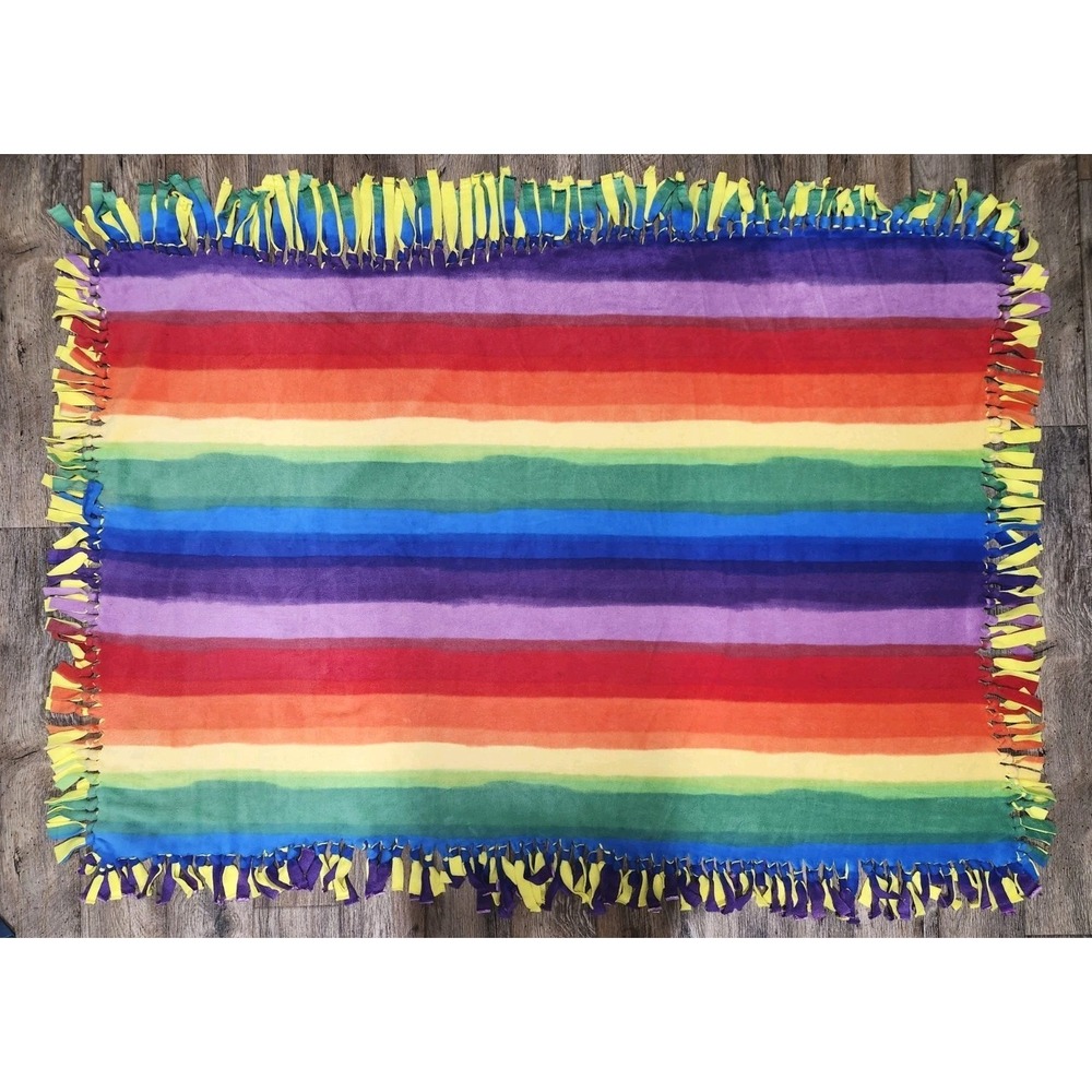 LGBTQ Gay Pride Blanket Super Soft Rainbow Plush Throw Wrap Tassels Giant 6 x 4